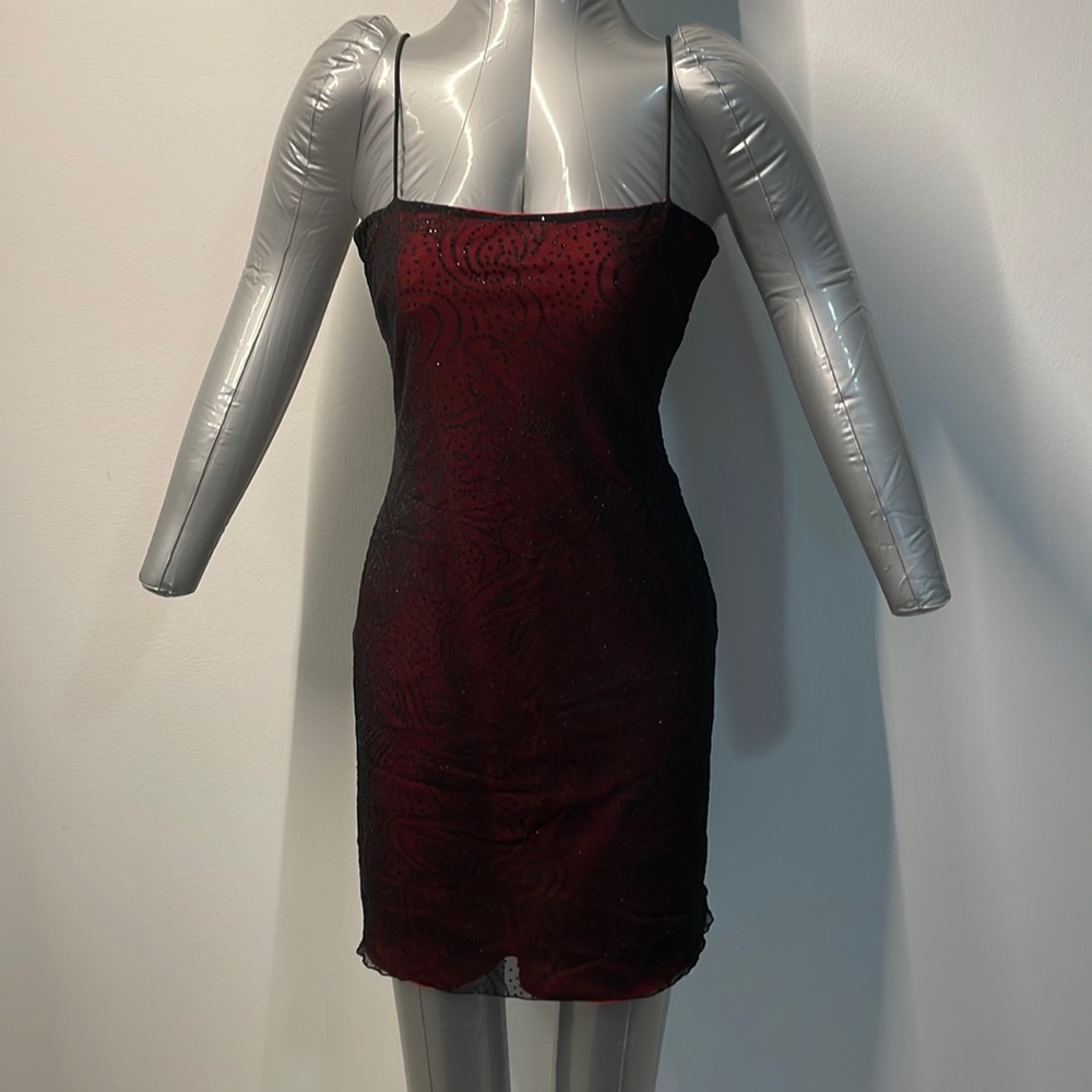 Black with red lining slip dress.